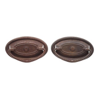 Mid 20th Century Pair of Vintage 3.125 In. Steel Hepplewhite Drawer Pulls For Sale