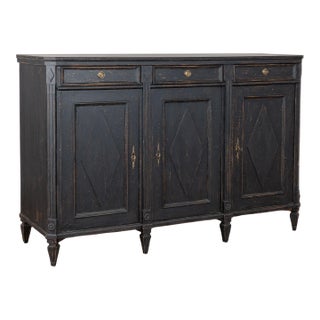 19th Century Swedish Gustavian Black Sideboard Buffet For Sale