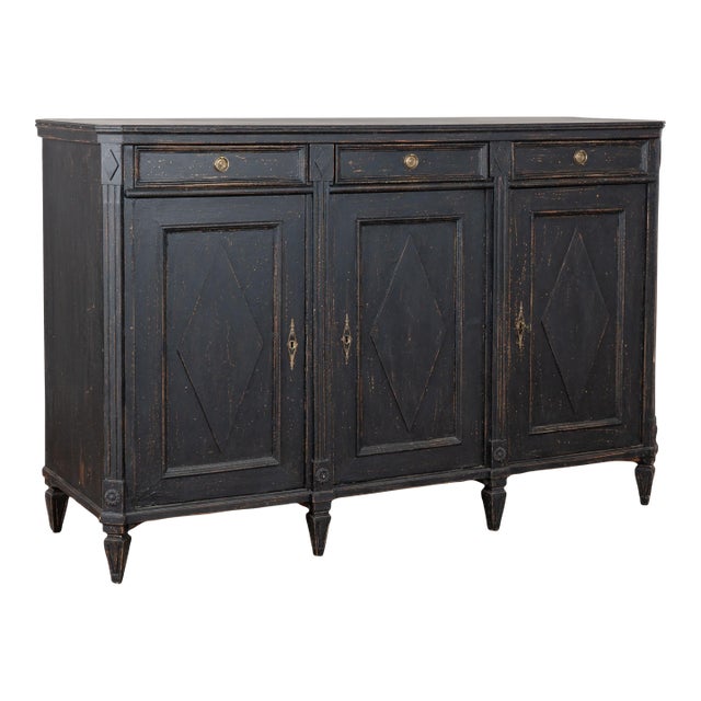 19th Century Swedish Gustavian Black Sideboard Buffet For Sale