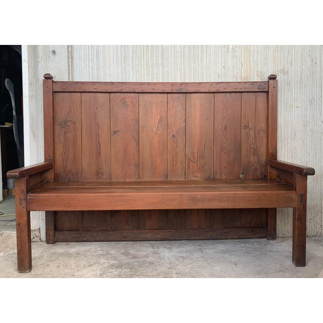 Spanish Early 20th Century Bench with Dove-Tail and Tall Back For Sale - Image 17 of 18