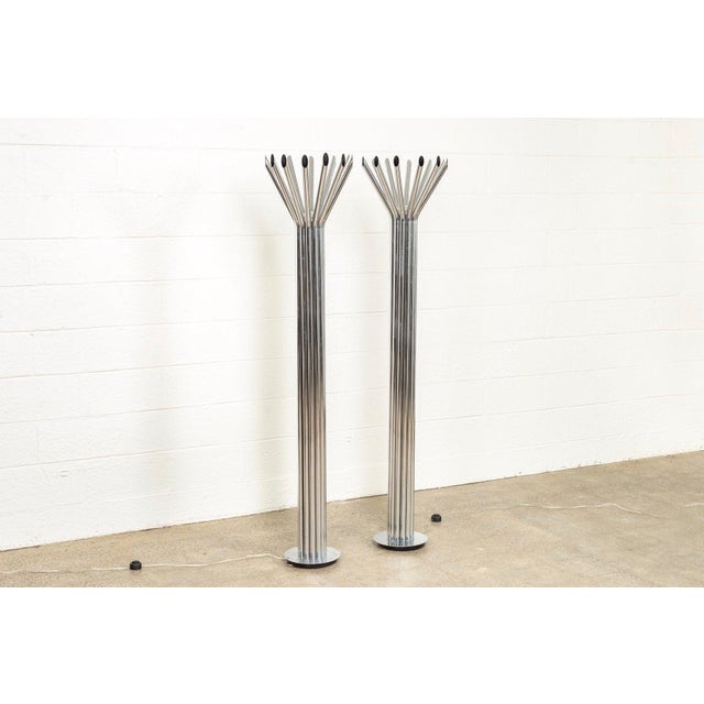 Mid 20th Century Silver Chrome Tubular Floor Lamp by Kovacs - a Pair For Sale - Image 11 of 11