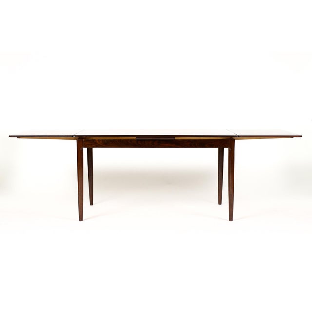 #1733 — Danish Modern / Mid Century Rosewood Dining Table — Rectangular Draw Leaf —Attributed to Axel Christiansen for ACO...