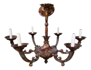 Vintage Late 20th Century Painted 6-Candle Iron Chandelier