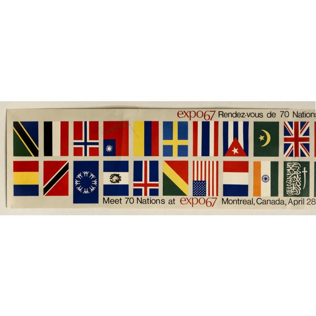 Date: 1967 Size: 59 x 10 inches A wonderful banner designed to advertise Montreal's Expo 67. It calls for people to "Meet...