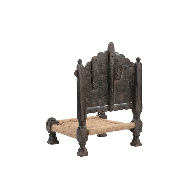 Vintage Indian Carved Teakwood Pita Chair For Sale - Image 4 of 4