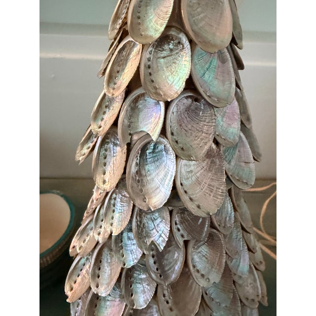 Green Large Abalone Shell Decorative Tree Sculpture, 17” For Sale - Image 8 of 13