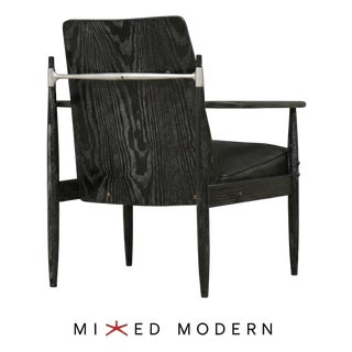 1950s Danish Modern Ebonized Black Cerused Lounge Chair For Sale