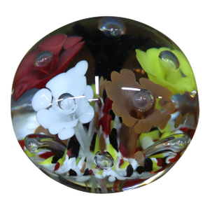 Multicolor Floral Art Glass Paperweight