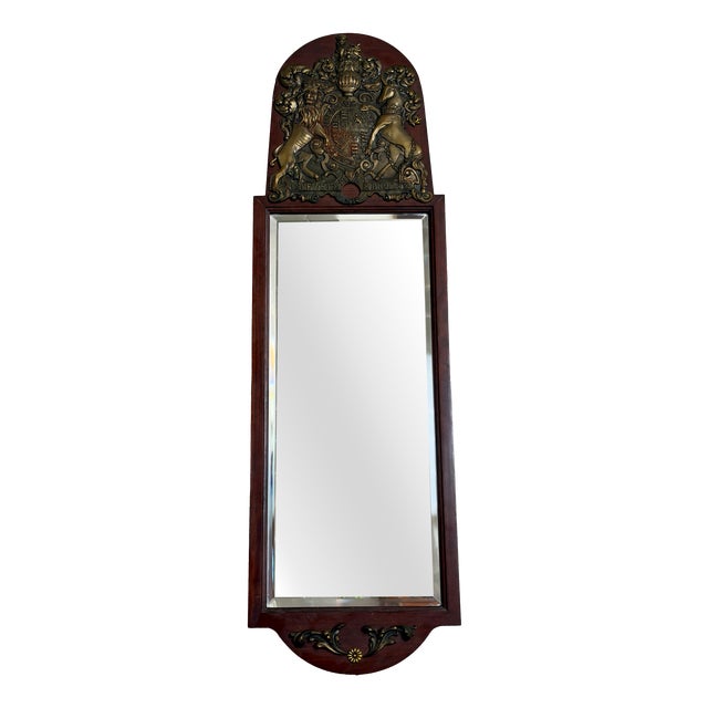 Antique Mirror with English Royal Coat of Arms, 1900s For Sale