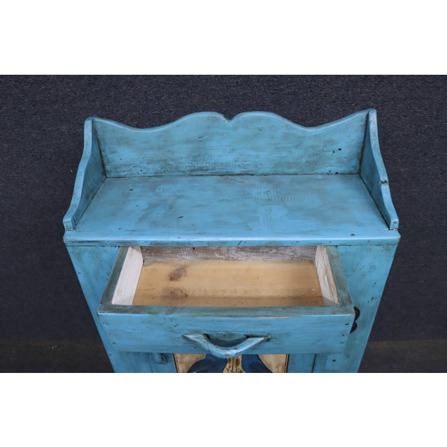 American Country Painted Milk Cupboard With Blue Birds For Sale - Image 3 of 16