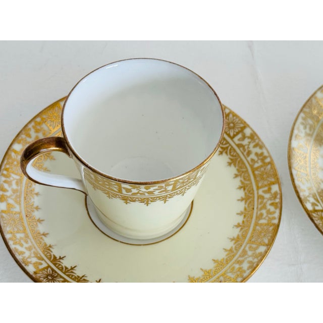 Vintage Jones McDuffee & Stratton Yellow & Gold Demitasse cup and Saucers, A Pair. Excellent used condition. Gold is still...