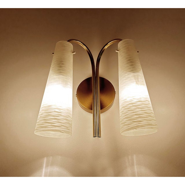 Vintage Glass Wall Light from Hillebrand, 1950s For Sale - Image 4 of 18