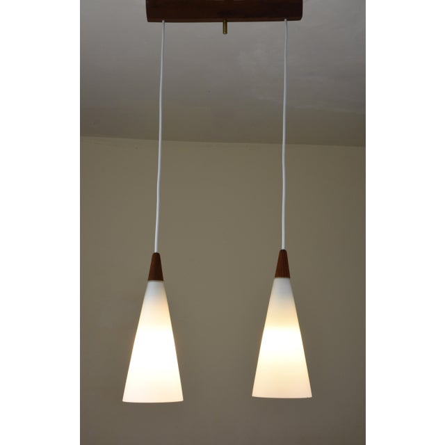 Mid-Century Modern Trumpet 2-Light Pendant by Fog & Mørup for Holmegaard, Denmark, 1960s For Sale - Image 3 of 13