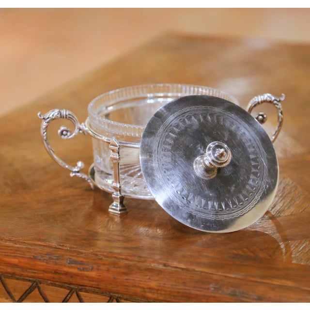 19th Century French Louis XVI Silver-Plated and Cut Crystal Sugar or Candy Bowl For Sale In Dallas - Image 6 of 11