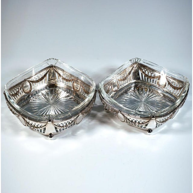 Art Nouveau Silver Baskets with Cut Glass Inserts, Germany, 1910, Set of 2 For Sale - Image 3 of 7