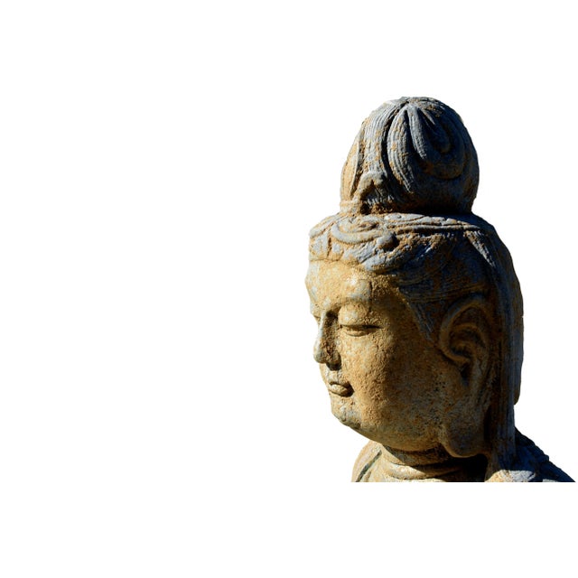 Standing Stone Buddha Guan Yin Statue For Sale - Image 9 of 12