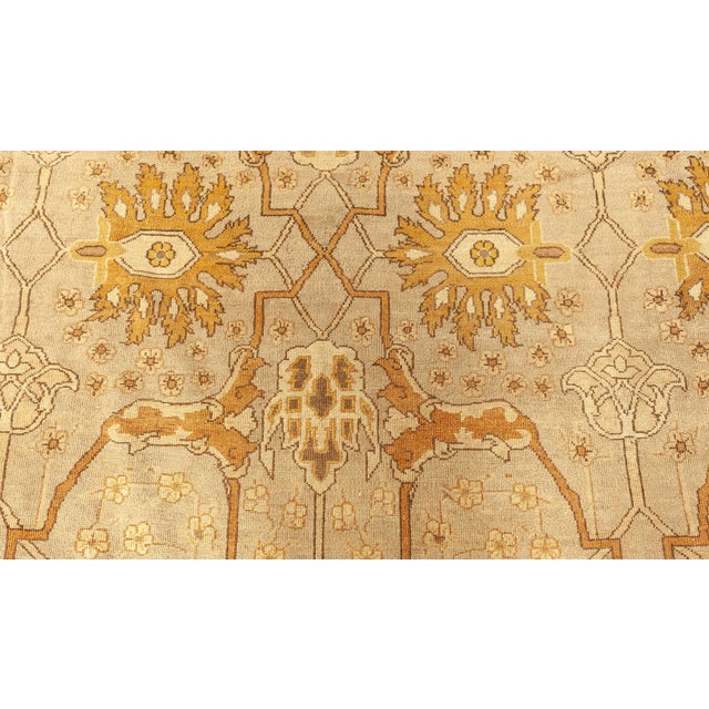 Brown Antique Indian Amritsar Handmade Wool Rug For Sale - Image 8 of 9