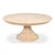 Pale bleached oak and a sculptural pedestal support a circular top that expands from 66 to 85 1/2 inches with self-storing...