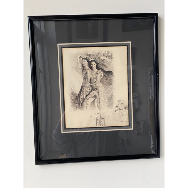Mid 20th Century Framed Vintage 1940's Drypoint Etching in the Style of Paul Emile Becat For Sale - Image 5 of 7