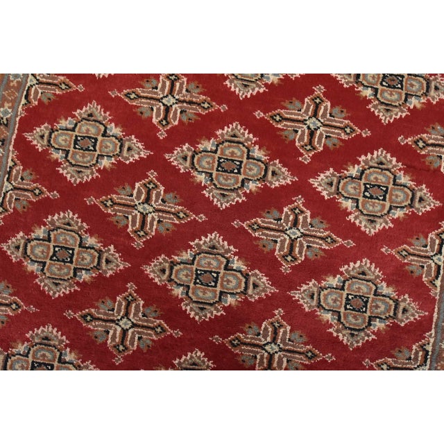 Bokhara Jaldar Rug 3′ X 5’3” Red Wool Tribal Hand-Knotted Oriental Carpet For Sale - Image 4 of 12