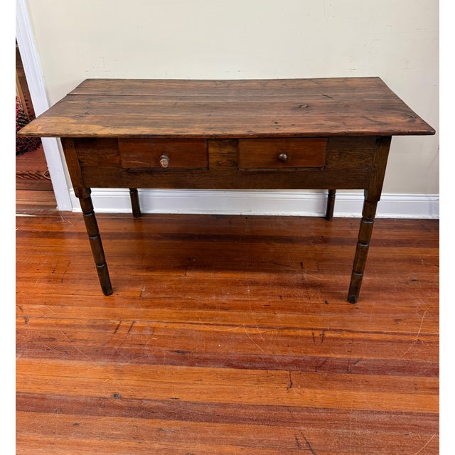 19th Century Early American Primitive Pine Tavern or Huntboard Table For Sale - Image 4 of 14