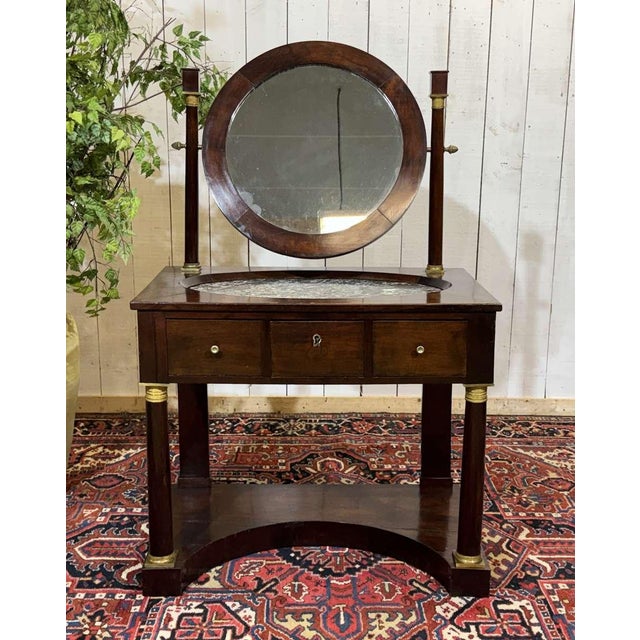 Antique Empire Style Dressing Table in Mahogany with Marble Top, 1800s For Sale - Image 18 of 18