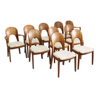 Vintage Danish Teak Dining Chairs from Niels Koefoed, Set of 10 For Sale