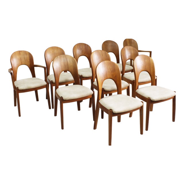 Vintage Danish Teak Dining Chairs from Niels Koefoed, Set of 10 For Sale