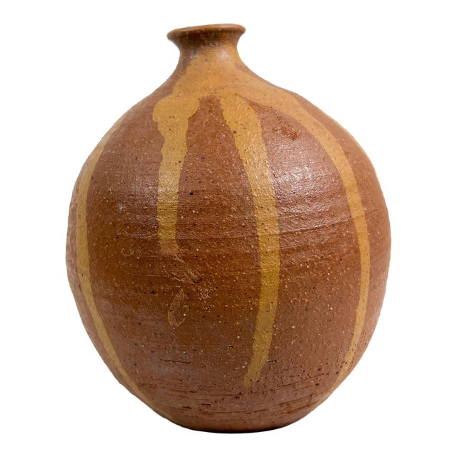 1970s Vintage Modern Glaze Art Pottery Bud Weed Vase For Sale