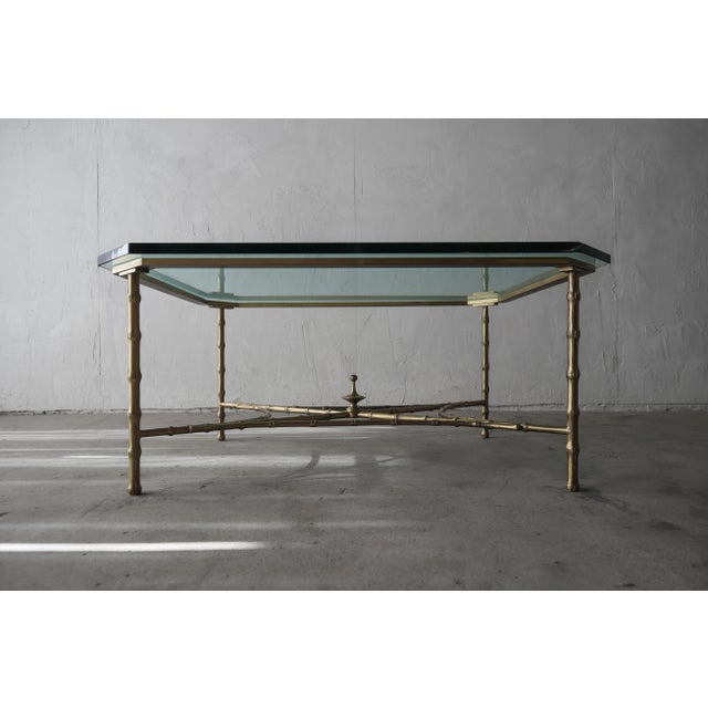 Hollywood Regency Maison Bagues Faux Bamboo Coffee Table For Sale - Image 3 of 8