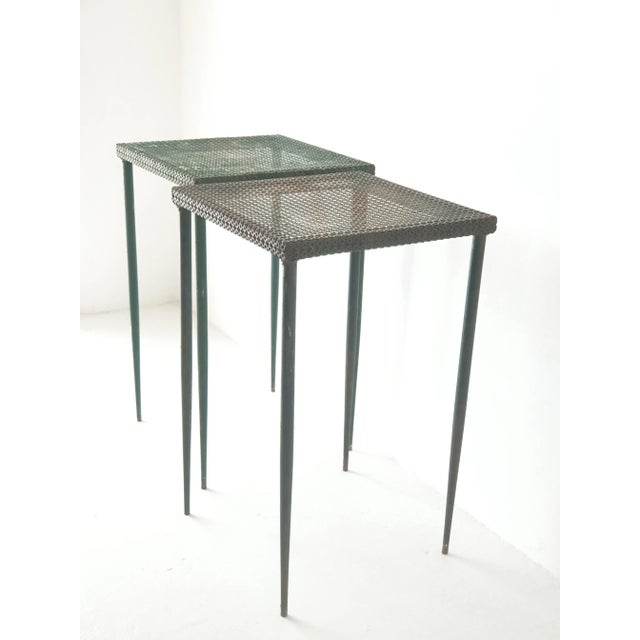 1950s Perforated Sheet Metal Side Tables by Mathieu Matégot, 1950s, Set of 2 For Sale - Image 5 of 6