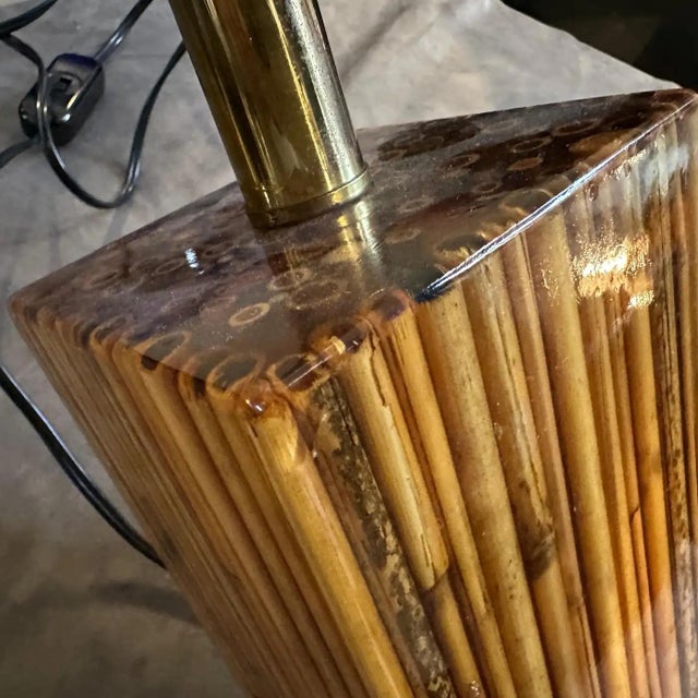 1960s Mid-Century Modern Riccardo Marzi Bamboo Resin Italian Table Lamp For Sale - Image 10 of 11