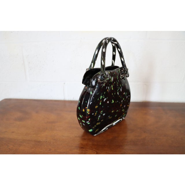Black Murano Glass Purse Vase For Sale - Image 4 of 9