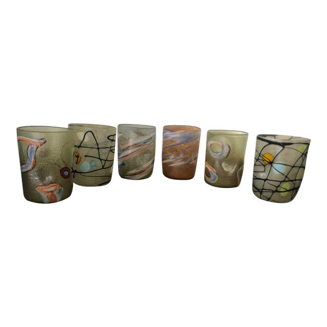 2000s "Murrisa Murano Glass" Glasses- Set of 6 For Sale