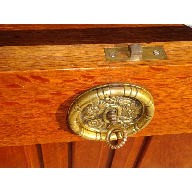 Vintage Oak Buffet with Sentry Boxes and Mirror For Sale - Image 6 of 18