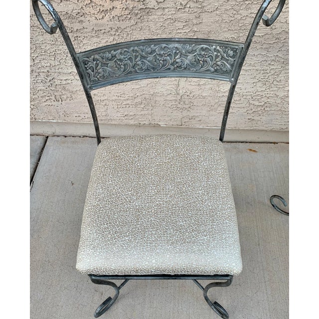 Metal Vintage Upholstered Bistro Chairs For Sale - Image 7 of 11