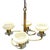 Elegant Scandinavian Art Deco chandelier featuring four Opaline glass bowl shades suspended from a streamlined brass...