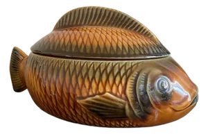 Vintage Majolica Fish Tureen by Sarreguemines, 1950s