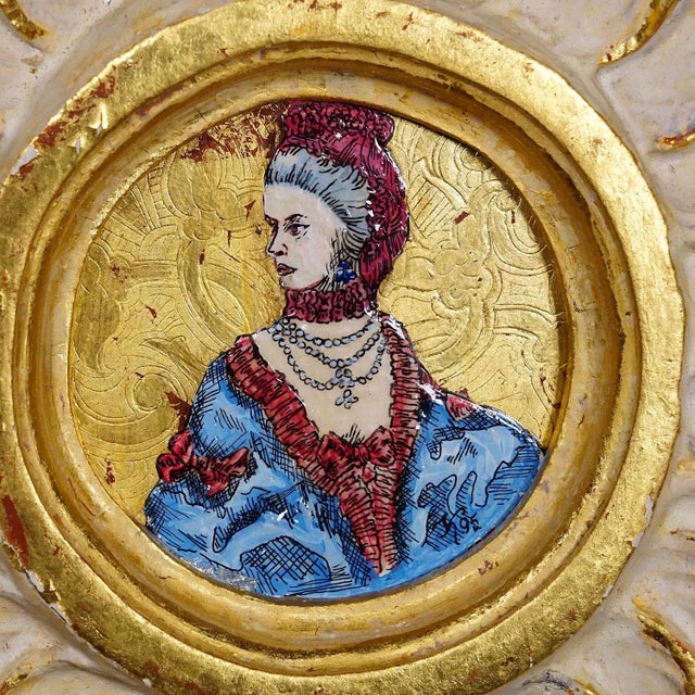 Rococo Set of Three Vintage Paintings With People in Rococo Costumes For Sale - Image 3 of 8