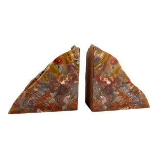 Vintage 1920s Art Deco Regency Red Agate Bookends - a Pair For Sale