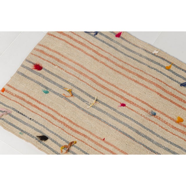 Turkish Neautral Vintage Wool Kilim Runner For Sale - Image 6 of 9
