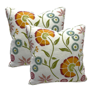 Pair of 20'' Multi-Color Floral Pillows