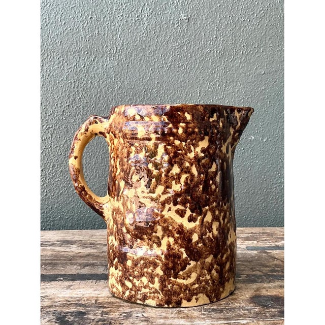 Ceramic Vintage Ceramic Spatterware Pitcher For Sale - Image 7 of 12