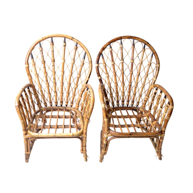 Rattan & Bamboo Dining Chairs a Pair Chairish