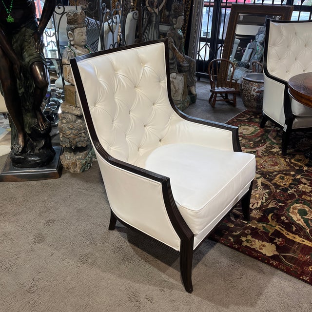 Fairfield Furniture White Leather Tufted Chair Chairish