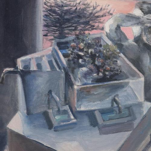 Ercole Pignatelli, Woman at the Window, Oil on Canvas For Sale - Image 5 of 12