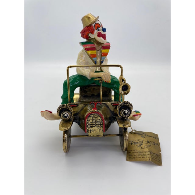 Figurative Vintage Ronald A. Lee 24k Gold-Plated Hand-Painted Clown in Wind-Up Car Sculpture, C. 1979–1981 For Sale - Image 3 of 15