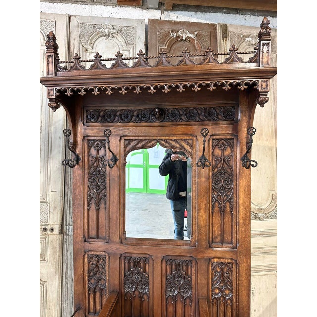 Neo-Gothic Style Wardrobe, 1890s For Sale - Image 12 of 14