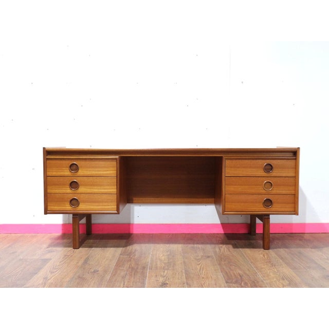 1960s Mid Century Modern Vintage Teak Vanity Desk Dresser by Bath Cabinets For Sale - Image 11 of 14