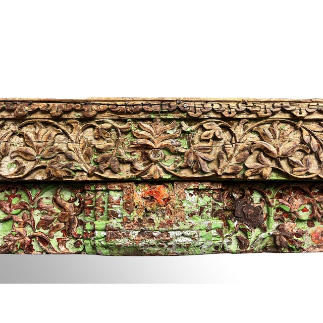 Vintage Green Carved Mirror For Sale - Image 4 of 7